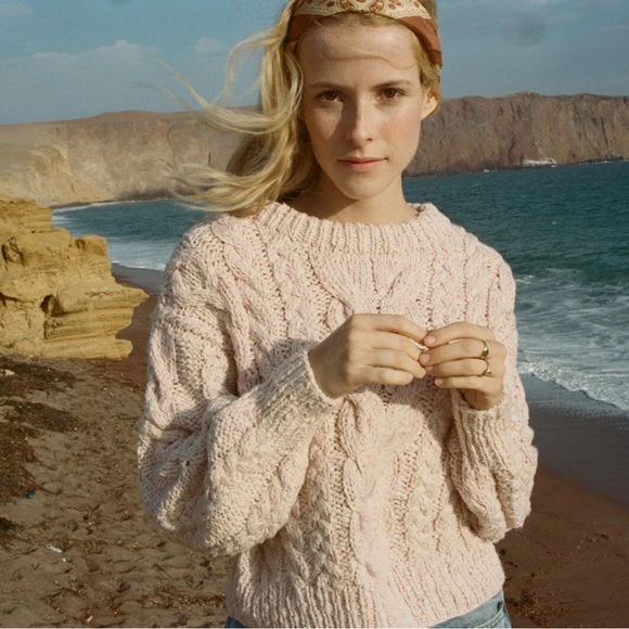 Doen Sweaters - Doen Bee Pink Cable Cotton Knit Sweater